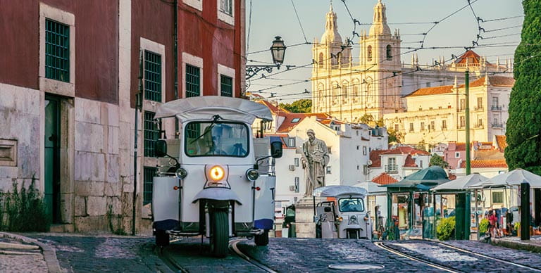 An iconic tuk tuk in Lisbon, Portugal
